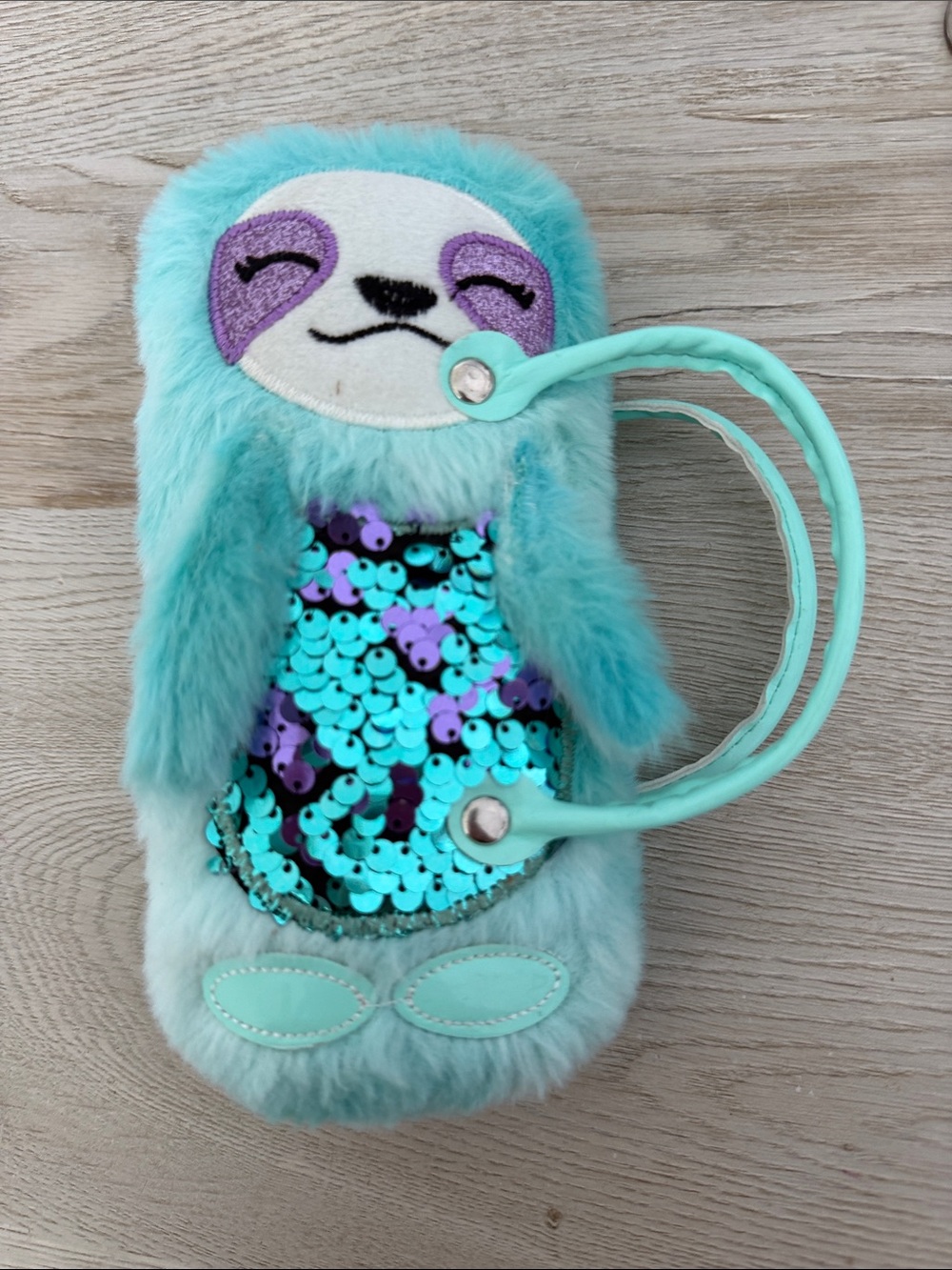 Sloth Sequin Plush Eyeglass Case